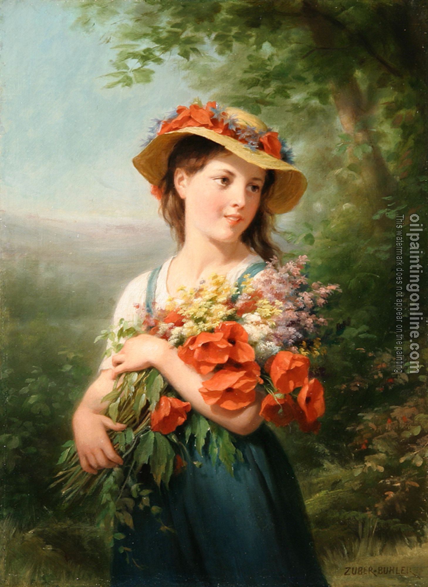 Zuber-Buhler, Fritz - Jeune Fille au Bouquet de Fleurs des Champs